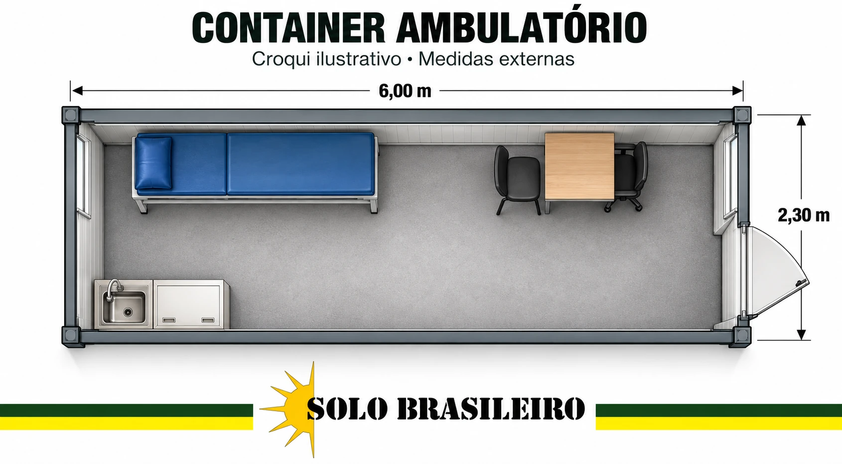 Croqui ilustrativo de Container Ambulatório