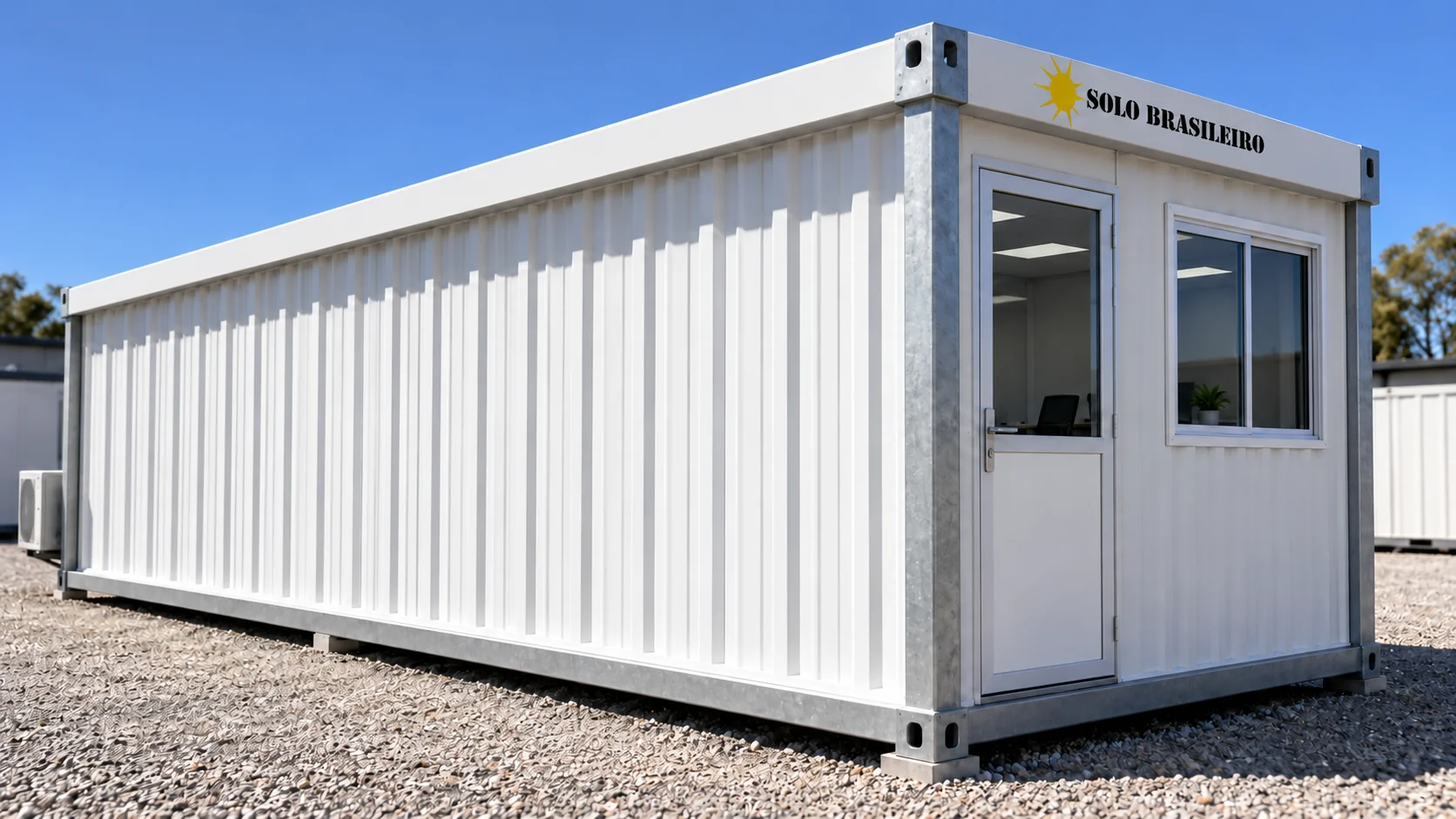 Container Escritório — exterior frontal ilustrativo
