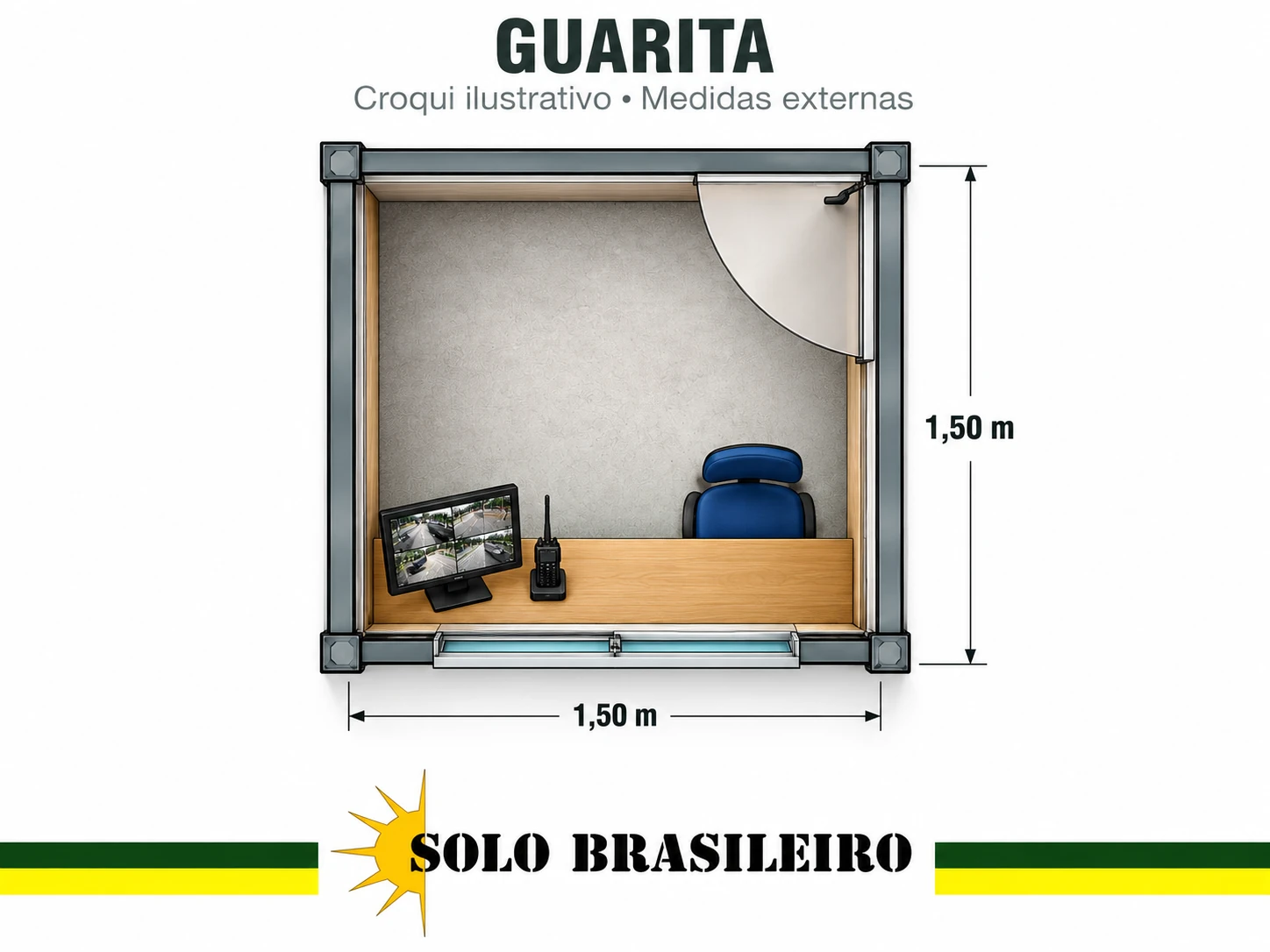 Croqui ilustrativo de um container guarita