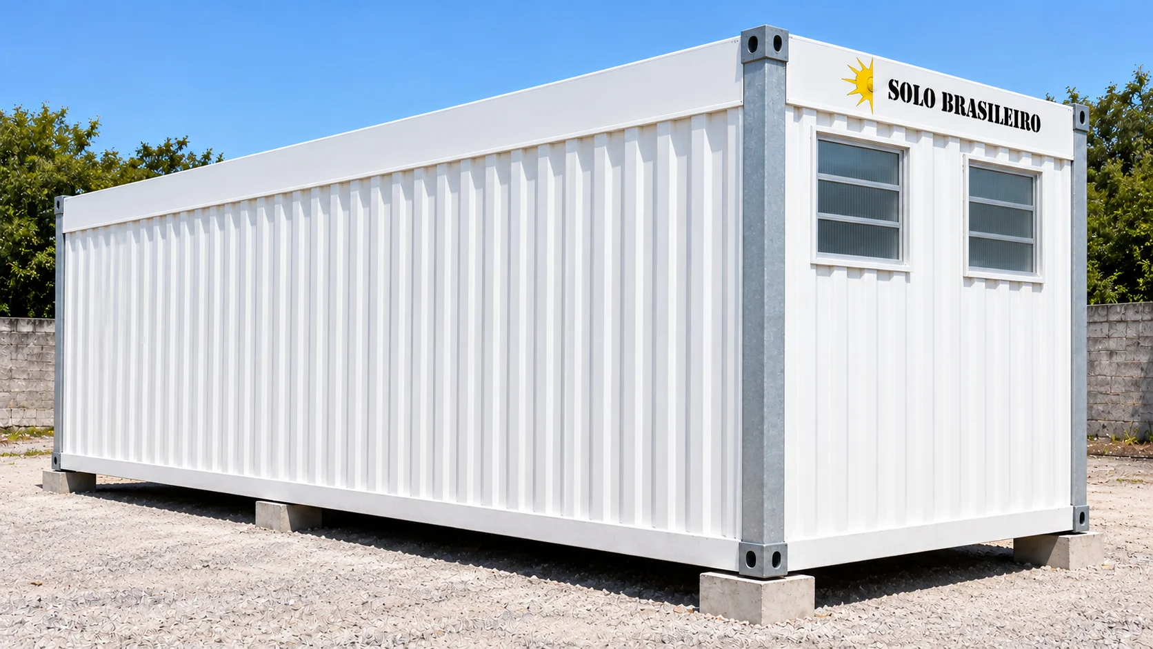 Ilustração do exterior de container stand de vendas, vista oposta